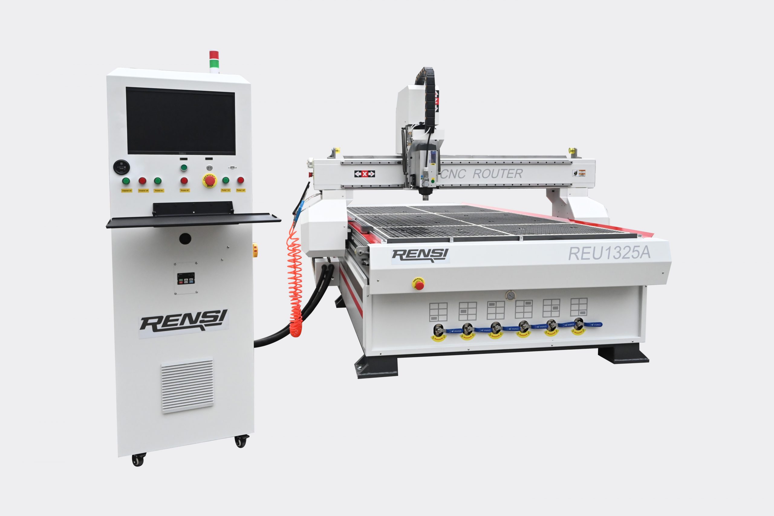 REU1325A with 6kW HSD spindle, 4pcs of Pop-up pins and Air gun