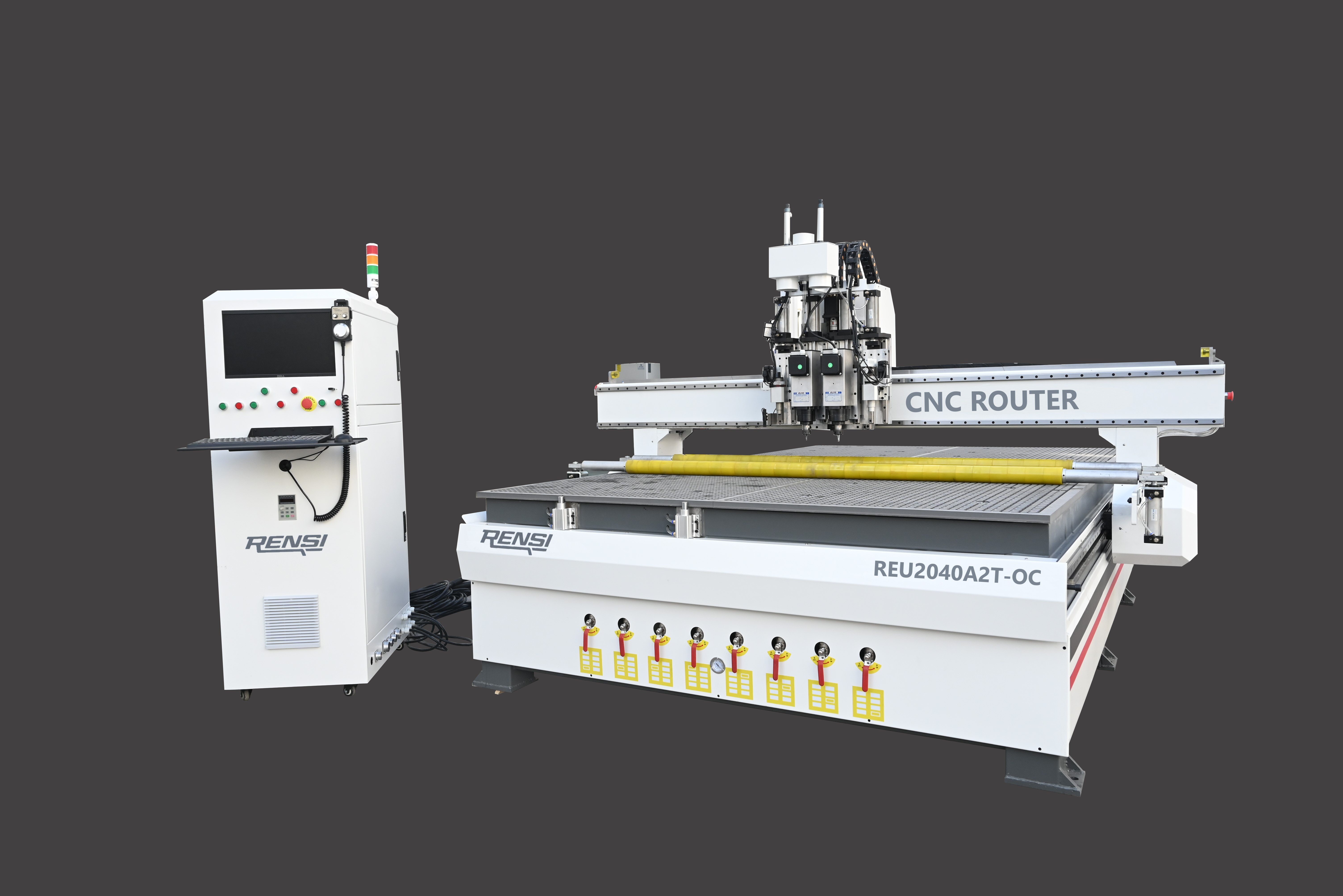 CNC milling machine REU2040A2T, with rollers and vacuum table.