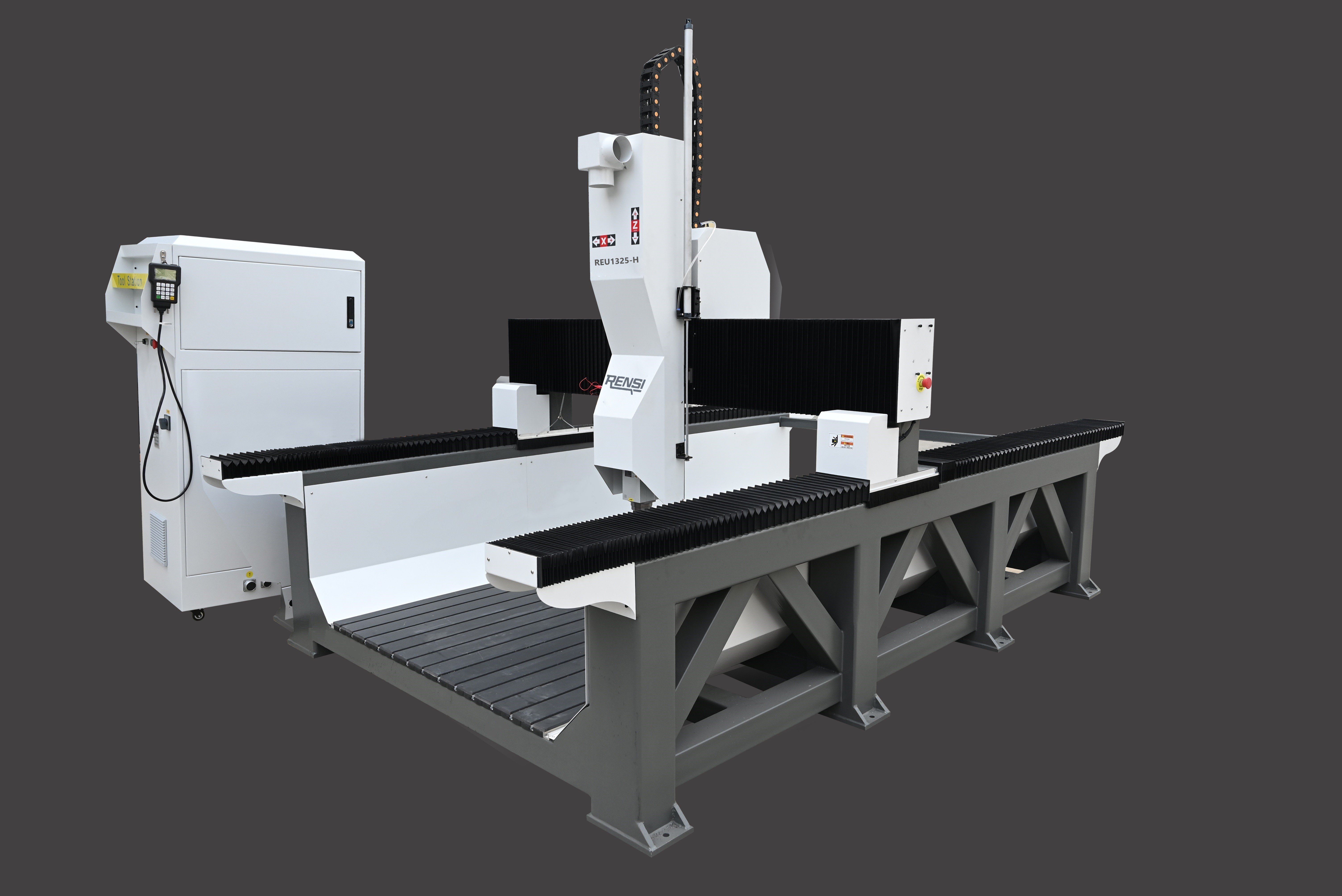 Rensi CNC router with higher Z-axis, enabling machining of larger workpieces.