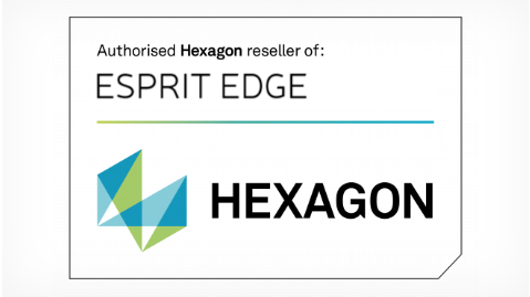 ESPRIT EDGE - CAM -ohjelmiston logo. Tekoälypohjainen CAM-ratkaisu koneistukseen ja suunnitteluun, parantaa nopeutta ja tarkk