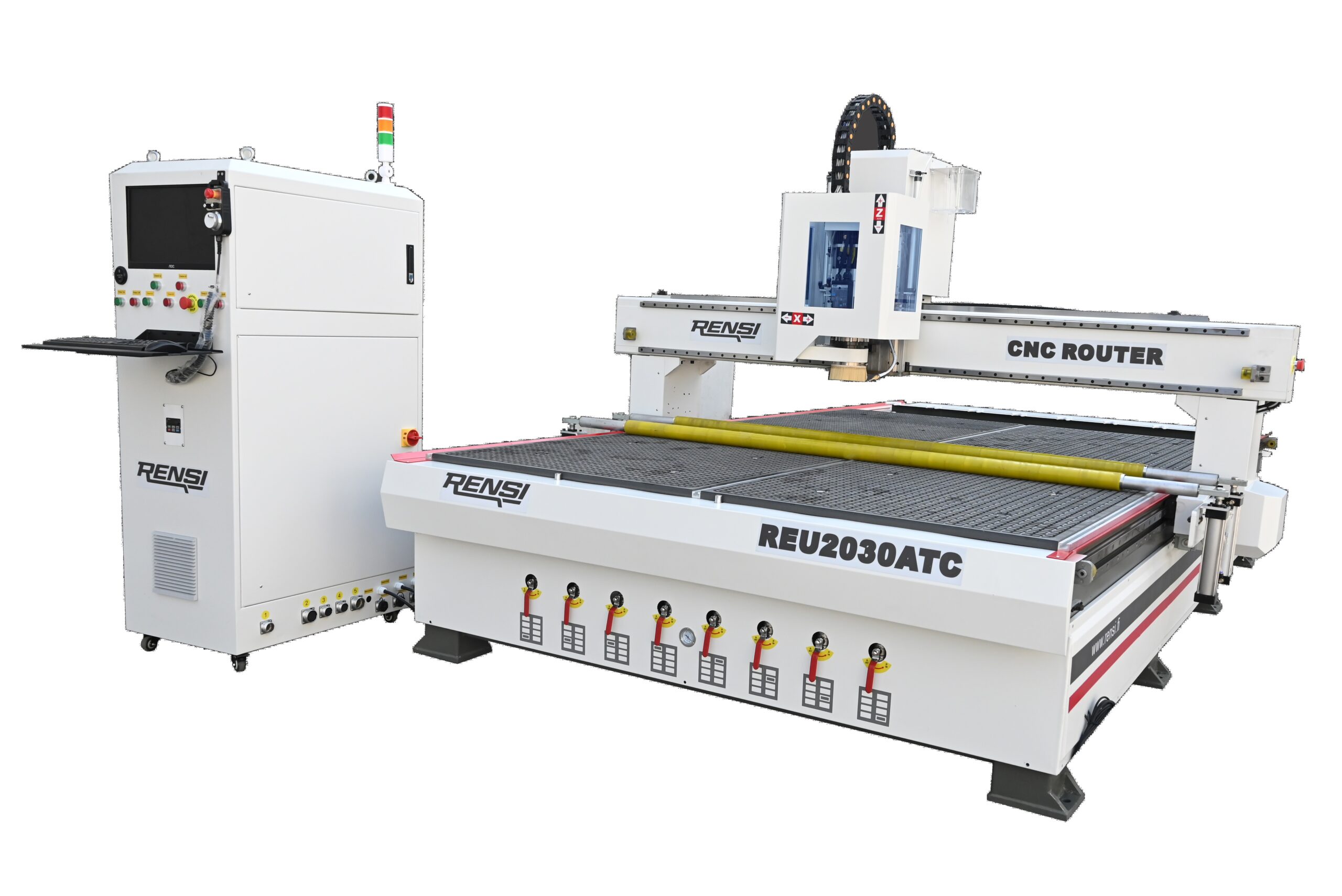 Router with pushdown rollers